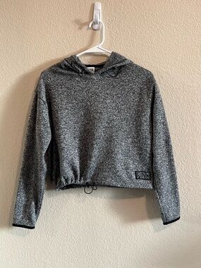 GREAT CONDITION PINK Victoria's Secret Heather Gray Cropped Drawcord Hoodie